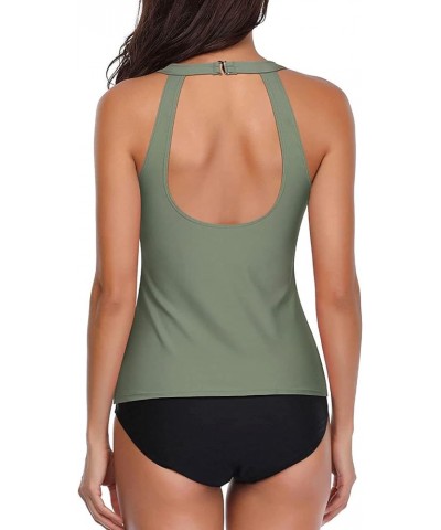 Two Piece Tankini Swimsuits for Women Tummy Control Bathing Suits High Neck Tankini Tops with Bikini Bottom Army Green $22.71...