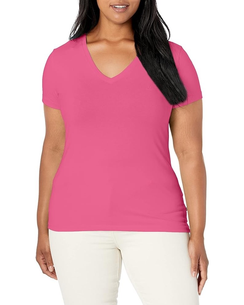 Women's Easy Comfort V-Neck Supersoft Stretch Cotton T-Shirt Magenta $11.71 T-Shirts