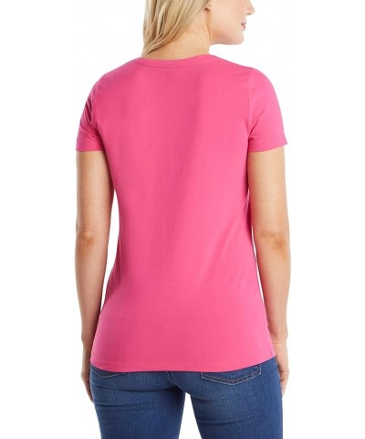 Women's Easy Comfort V-Neck Supersoft Stretch Cotton T-Shirt Magenta $11.71 T-Shirts