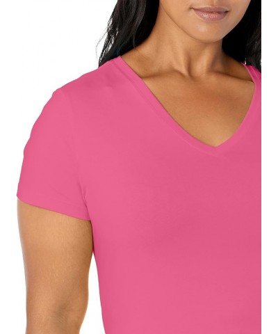 Women's Easy Comfort V-Neck Supersoft Stretch Cotton T-Shirt Magenta $11.71 T-Shirts