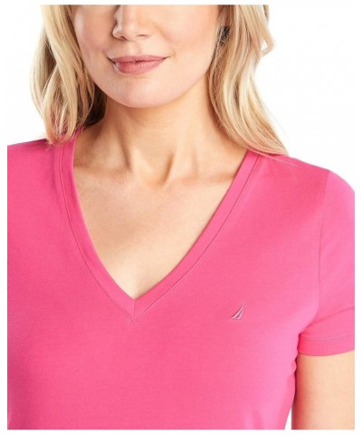 Women's Easy Comfort V-Neck Supersoft Stretch Cotton T-Shirt Magenta $11.71 T-Shirts