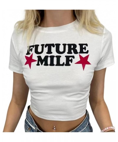 Womens Sexy Backless Tops Girls Y2K Crop Top Letter Print Baby Tees Grunge T-Shirt Slim Fit E Girl Clothing Vintage K $11.00 ...