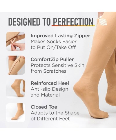 Zipper Compression Socks 15-20mmHg Closed Toe with Zip Guard Skin Protection - Medical Zippered Compression Socks for Men & W...