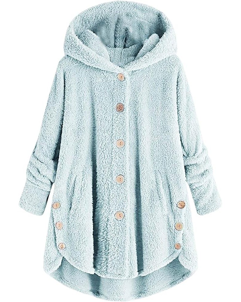 Long Cardigans For Women Open Front Casual Coats Winter Fuzzy Long Sleeves Jackets Warm Pockets Outerwear With Hood A07-blue ...