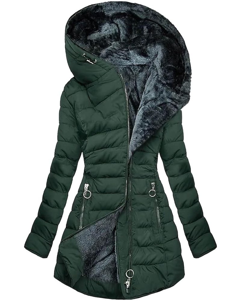 Warm Winter Coats For Women 2023 Trendy Sherpa Fleece Lined Hooded Jackets Thicken Quilted Puffer Coat Slim Fit G02-green $19...