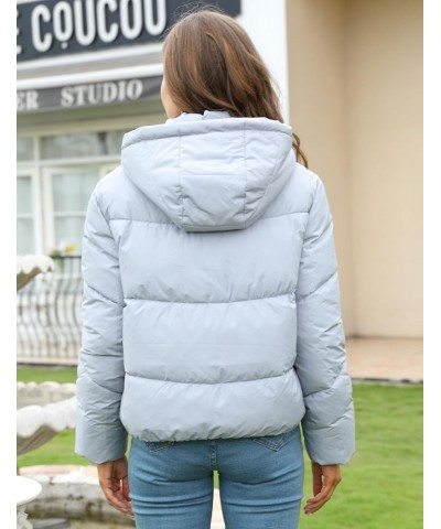 Women's Cropped Puffer Jacket Quilted Hoodies Stand Collar Zip Up Winter Bubble Coat with Pockets Grey $8.54 Jackets