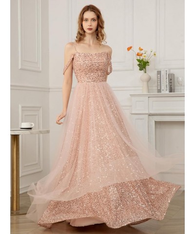 Off Shoulder Sequin Prom Dresses Long Glitter Tulle Wedding Party Dress Formal Ball Gown for Women Burnt Orange $35.87 Dresses