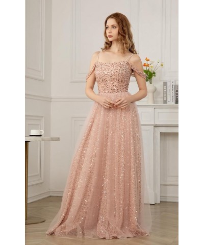 Off Shoulder Sequin Prom Dresses Long Glitter Tulle Wedding Party Dress Formal Ball Gown for Women Burnt Orange $35.87 Dresses