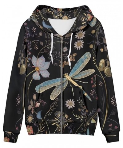 Womens Hoodies Zip Up Lightweight Long Sleeve Thin Hooded Sweathsirt Trendy Jacket Dragonfly $15.58 Hoodies & Sweatshirts