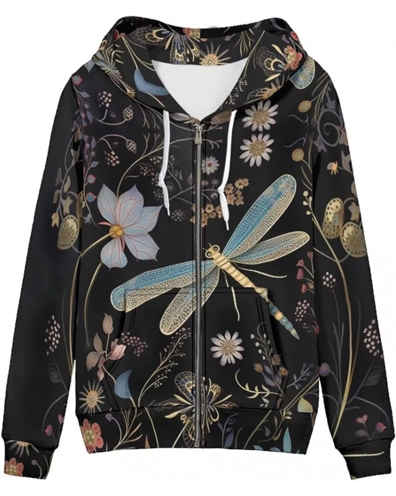 Womens Hoodies Zip Up Lightweight Long Sleeve Thin Hooded Sweathsirt Trendy Jacket Dragonfly $15.58 Hoodies & Sweatshirts