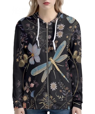 Womens Hoodies Zip Up Lightweight Long Sleeve Thin Hooded Sweathsirt Trendy Jacket Dragonfly $15.58 Hoodies & Sweatshirts