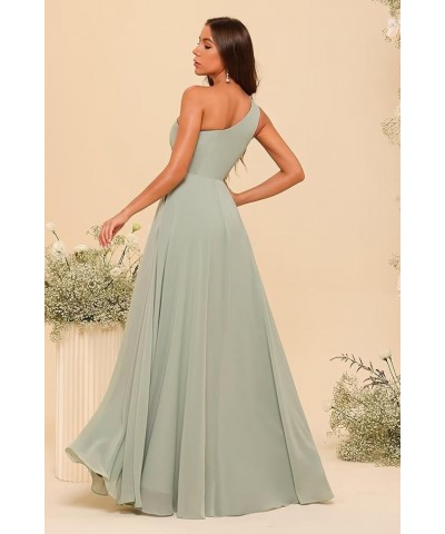 Chiffon One Shoulder Bridesmaid Dress with Pleated Bodice Long A Line Formal Dresses for Women AD004 Dusty Rose $35.90 Dresses