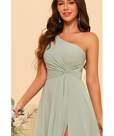 Chiffon One Shoulder Bridesmaid Dress with Pleated Bodice Long A Line Formal Dresses for Women AD004 Dusty Rose $35.90 Dresses