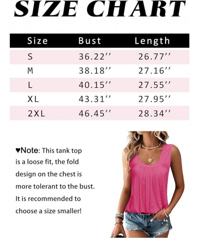 Women Square Neck Summer Sleeveless Tank Tops, Cute Babydoll Tops Fashion Eyelet Tunic Curved Hem Shirts Blouses Rose Red $14...