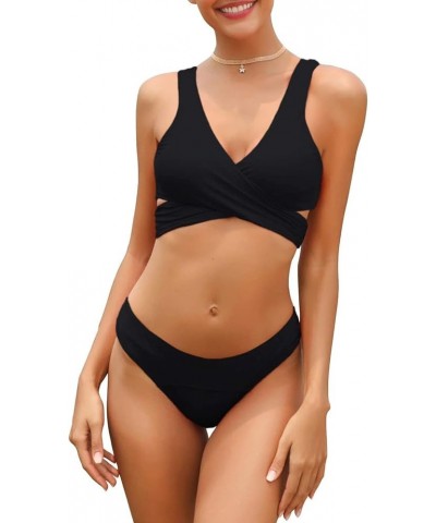 Women's Push Up Bikini Set Wrap Bandage Bathing Suit Two Piece Swimsuits Manhattan Black $22.98 Swimsuits