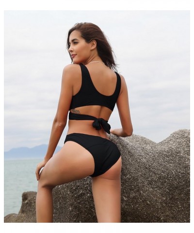 Women's Push Up Bikini Set Wrap Bandage Bathing Suit Two Piece Swimsuits Manhattan Black $22.98 Swimsuits