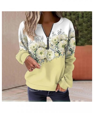 Pullover Sweatshirt for Womens,Womens Oversized Half Zip Pullover Long Sleeve Sweatshirt Quarter Zip Trendy Hoodie B-yellow $...