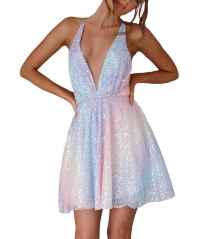 Womens Tassel Sequin Dress Spaghetti Strap Backless Tassel Mini Dress Sparkly Evening Party Dress Dance Dress C8- Color $17.4...