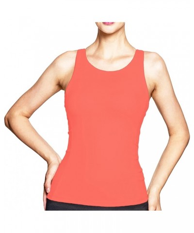 Women UPF50+ Tankini Bathing Swimsuits Sleeveless Tank Bra Top Swim Rash Guard (TTY-RTBXY) Y_coral $12.13 Swimsuits