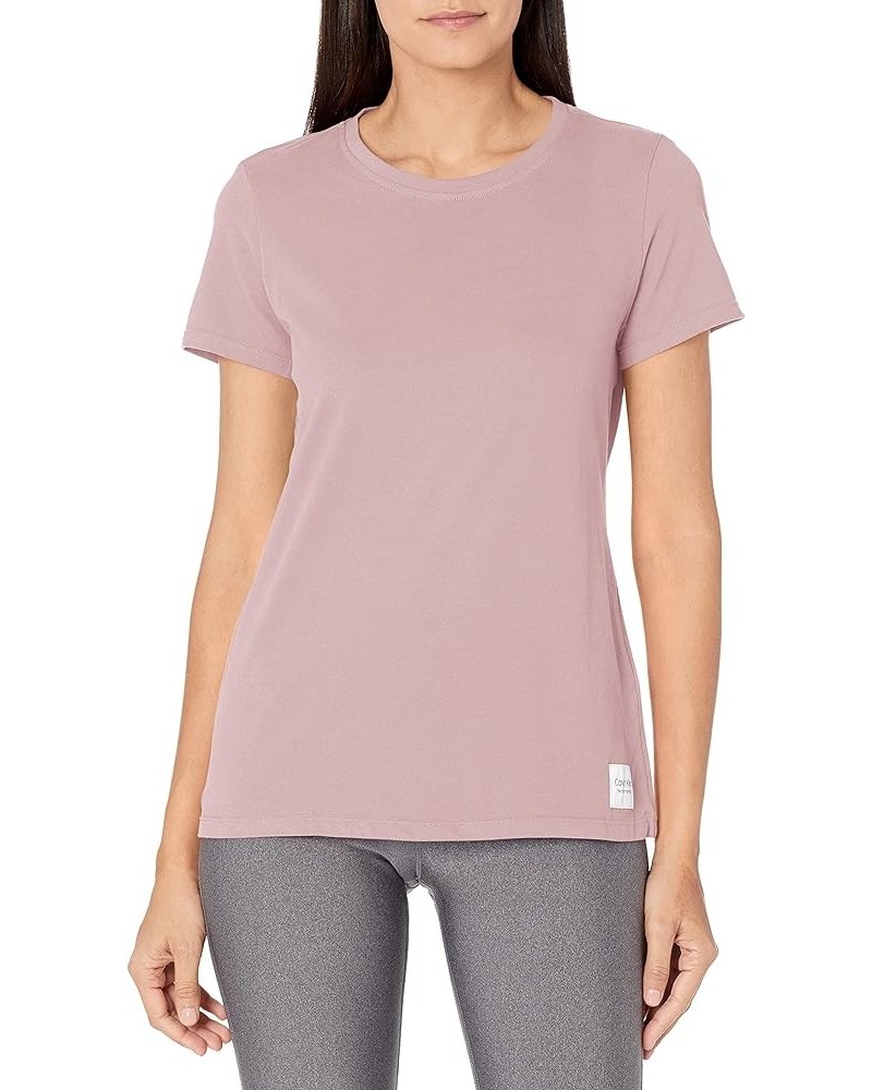 Women's Woven Logo Patch Short Sleeve Crew Neck Tee Stardust $15.50 T-Shirts