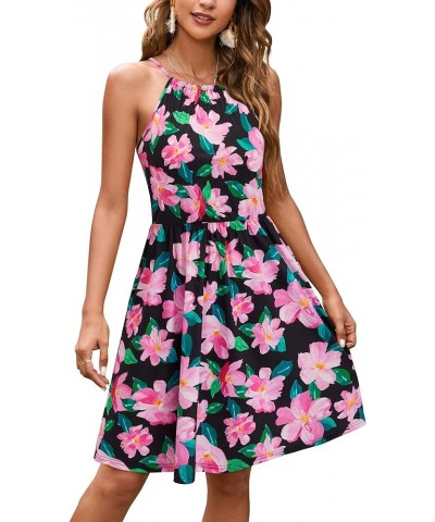 Women Summer Dresses 2023 Halter Neck Beach Casual Dress Sundress with Pockets Z16-floral $18.35 Dresses