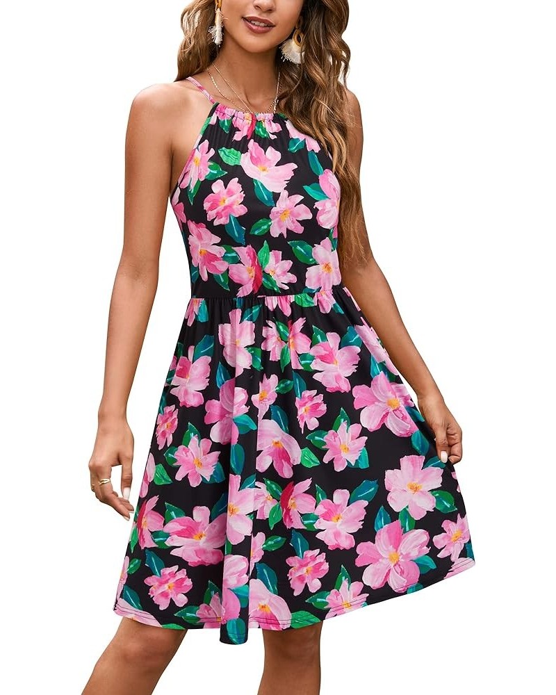 Women Summer Dresses 2023 Halter Neck Beach Casual Dress Sundress with Pockets Z16-floral $18.35 Dresses