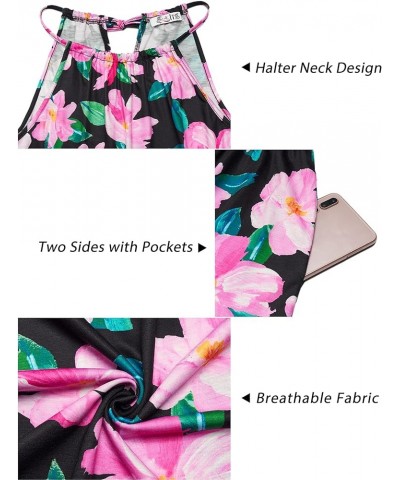 Women Summer Dresses 2023 Halter Neck Beach Casual Dress Sundress with Pockets Z16-floral $18.35 Dresses