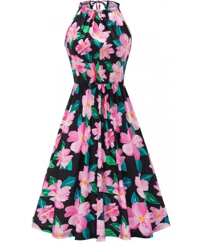 Women Summer Dresses 2023 Halter Neck Beach Casual Dress Sundress with Pockets Z16-floral $18.35 Dresses