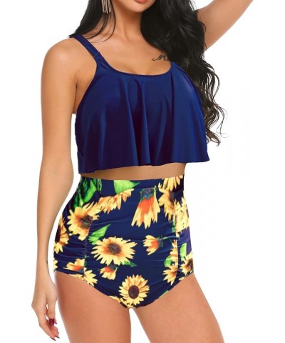 Women Bikini Set Tummy Control Swimsuit Two Piece High Waist Floral Swimwear Plus Size Pattern 8 $20.05 Swimsuits