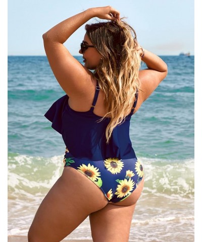 Women Bikini Set Tummy Control Swimsuit Two Piece High Waist Floral Swimwear Plus Size Pattern 8 $20.05 Swimsuits