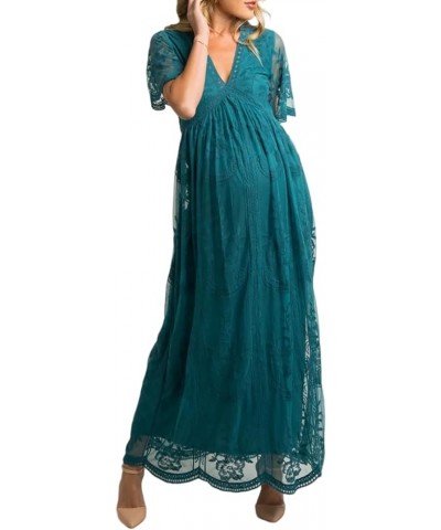 Women's Casual Off Shoulder Lace Maxi Dress Boho White Bridesmaid Wedding Evening Party Dresses M Teal $20.79 Dresses