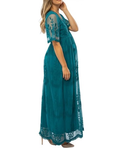 Women's Casual Off Shoulder Lace Maxi Dress Boho White Bridesmaid Wedding Evening Party Dresses M Teal $20.79 Dresses