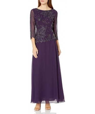 Women's Petite Floral Beaded Gown Plum/Wine/Shaded $30.92 Dresses