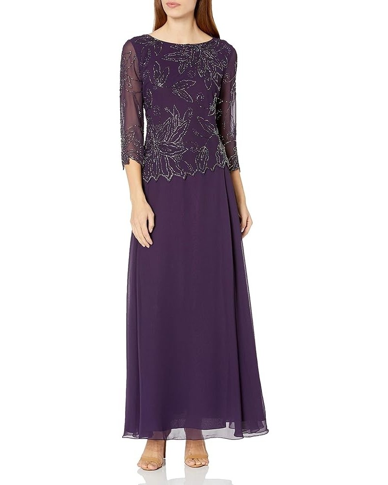 Women's Petite Floral Beaded Gown Plum/Wine/Shaded $30.92 Dresses