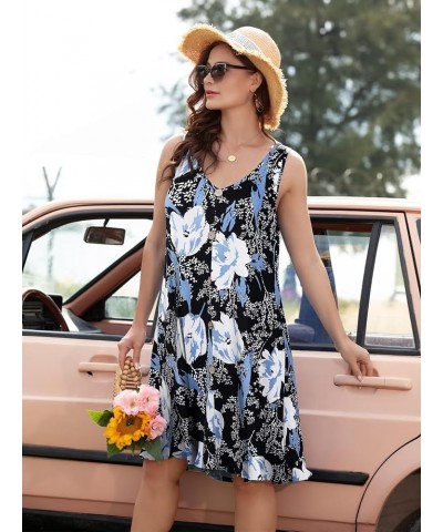 Summer Dresses for Women Beach Tshirt Sundress V Neck Casual Swing Tank Dress Swimsuit Cover Ups Pockets White Lily 66 $15.19...