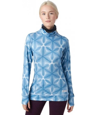 Women's Midweight Long Neck Base Layer Blue Dailola Shibori $32.96 Activewear