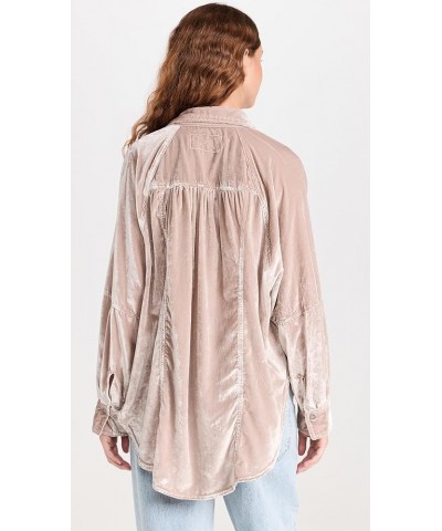 Women's Night Skies Velvet Button Down Mushroom $47.44 Blouses