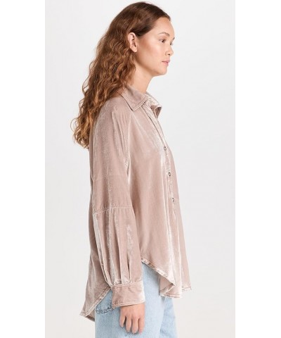 Women's Night Skies Velvet Button Down Mushroom $47.44 Blouses