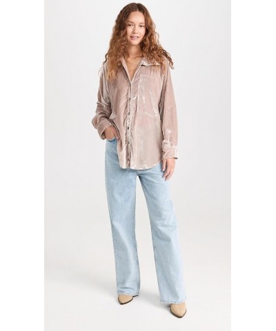 Women's Night Skies Velvet Button Down Mushroom $47.44 Blouses