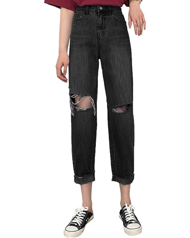 Womens Baggy Ripped Jeans High Waisted Boyfriend Distressed Loose Denim Pants A-black $15.59 Jeans