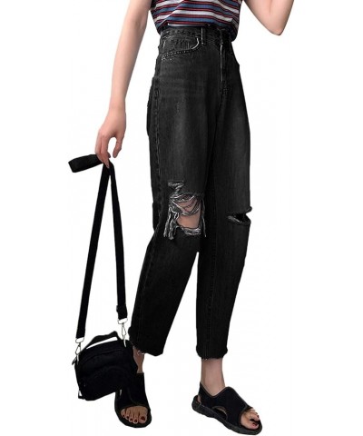 Womens Baggy Ripped Jeans High Waisted Boyfriend Distressed Loose Denim Pants A-black $15.59 Jeans