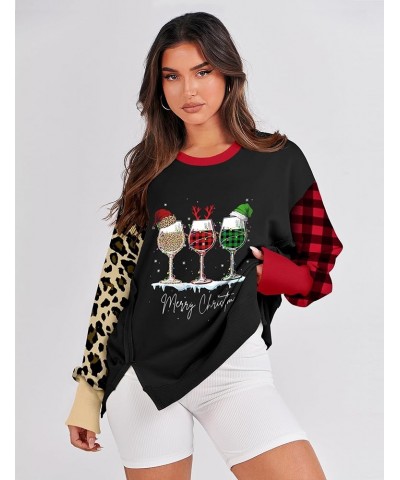 Christmas Sweatshirts for Women, Christmas Sweatshirt Oversized Slit Slouchy Crewneck Long Sleeve Women Christmas Tops Glass ...