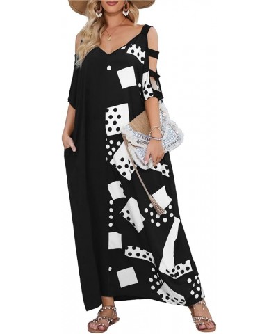 Women Kaftan Dresses,V-neck Print Caftan, Long Swimsuit Cover Up,Loose Resort Wear Dress White $15.04 Swimsuits