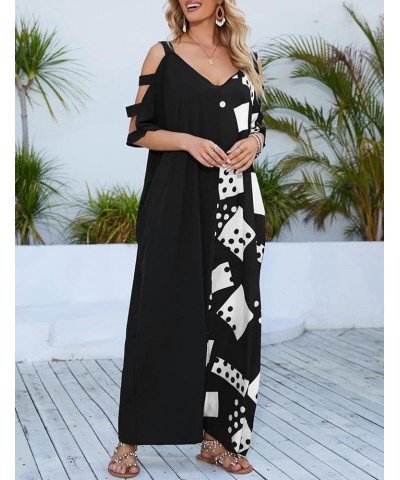 Women Kaftan Dresses,V-neck Print Caftan, Long Swimsuit Cover Up,Loose Resort Wear Dress White $15.04 Swimsuits