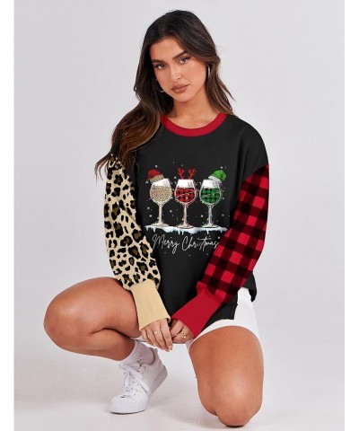 Christmas Sweatshirts for Women, Christmas Sweatshirt Oversized Slit Slouchy Crewneck Long Sleeve Women Christmas Tops Glass ...