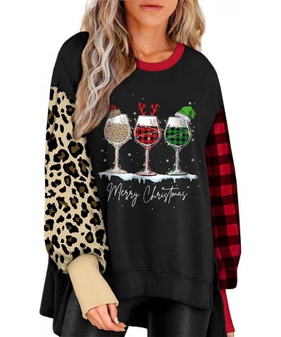 Christmas Sweatshirts for Women, Christmas Sweatshirt Oversized Slit Slouchy Crewneck Long Sleeve Women Christmas Tops Glass ...