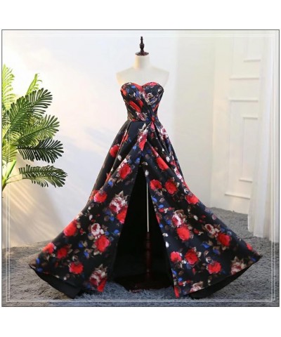 Print Prom Dress Satin Evening Gowns Women With Pockets Ball Gown Style4 $38.95 Dresses