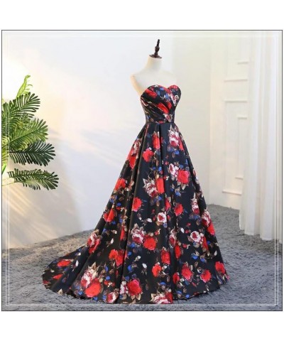 Print Prom Dress Satin Evening Gowns Women With Pockets Ball Gown Style4 $38.95 Dresses