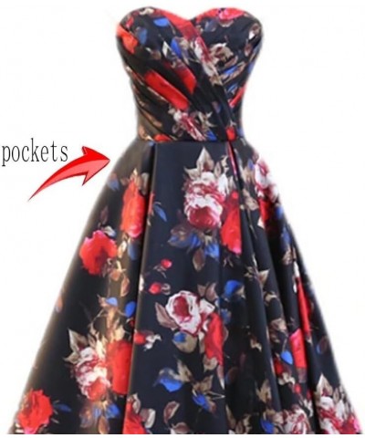 Print Prom Dress Satin Evening Gowns Women With Pockets Ball Gown Style4 $38.95 Dresses