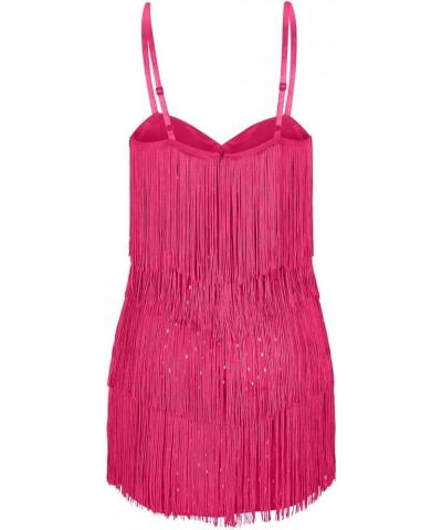 Womens Sequin Feather Fringe Cami Dress Sexy Sleeveless Spaghetti Strap Party Dress Cocktail Evening Mini Bodycon Dress 01hot...